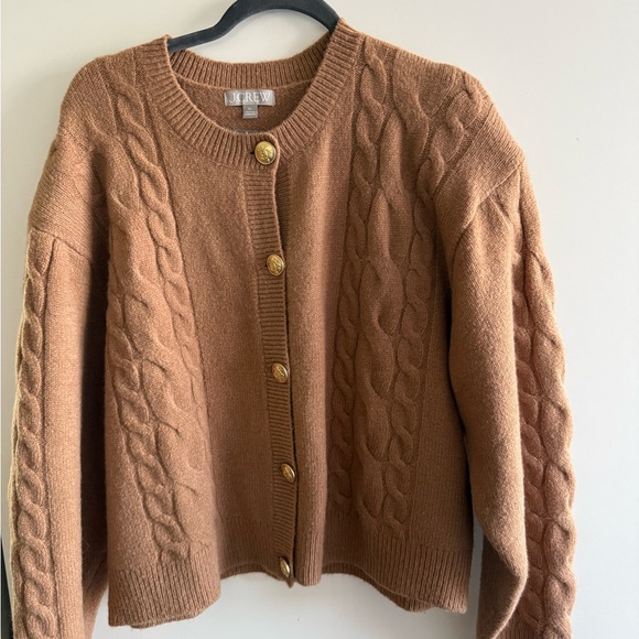J. Crew Sweaters - J. Crew Camel Cable Knit Cashmere Blend Cardigan with Gold Buttons